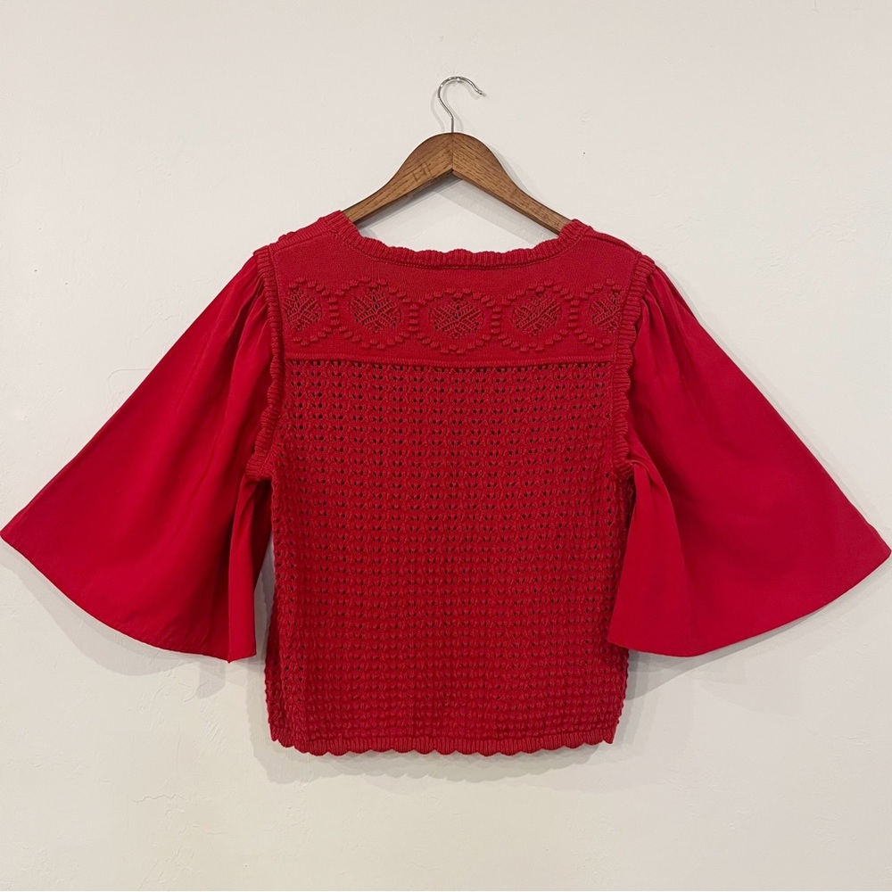 Another Love Red Crochet Blouse Size M - Picture 6 of 11
